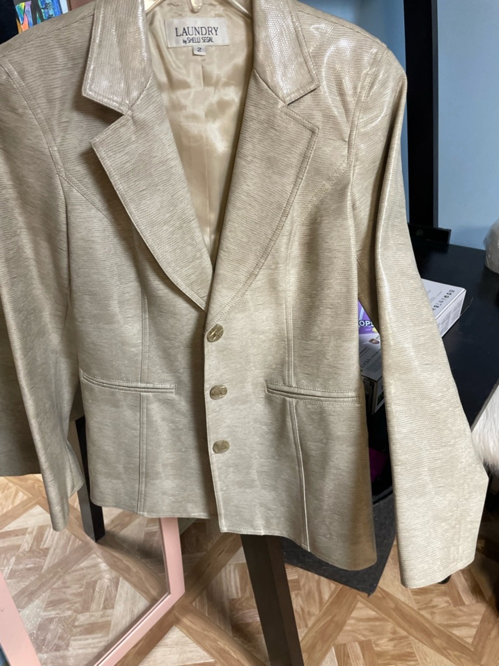 Laundry By Shelli Segal Cream Textured Blazer
